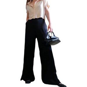 Smash Tess Canada Womens Satin Wide Leg Sloane Pants Size M Black High Waist